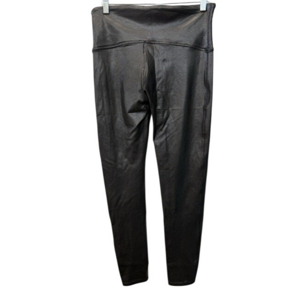 Spanx Faux Leather Leggings Metallic Black Textured Snakeskin High Waisted XL - Picture 2 of 4